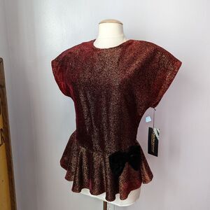 NWT Deadstock Vintage Shimmer Peplum Bow Top by Francine Browner